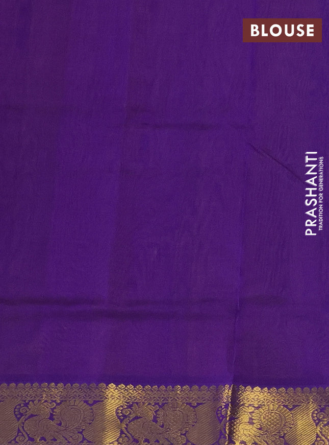 Silk cotton saree mustatrd yellow and violet with zari woven paisley buttas and zari woven border