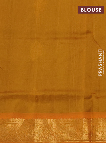 Silk cotton saree coffee brown and mustard yellow with zari woven buttas and zari woven border