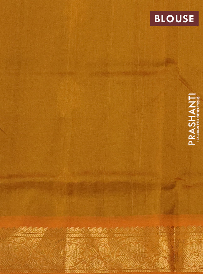 Silk cotton saree coffee brown and mustard yellow with zari woven buttas and zari woven border
