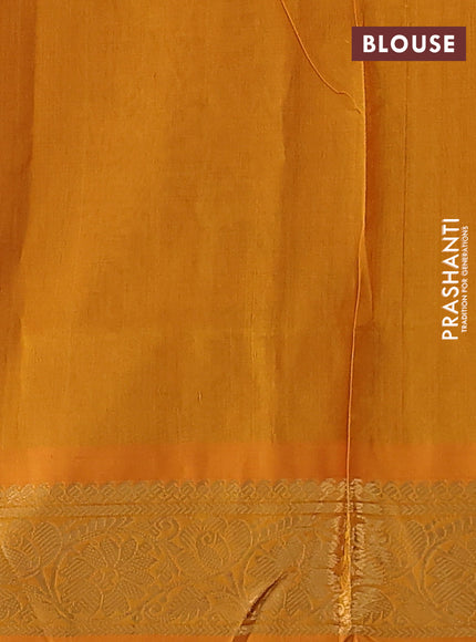 Silk cotton saree maroon and mango yellow with zari woven buttas and zari woven border