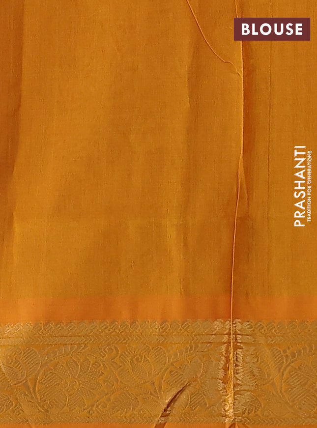 Silk cotton saree maroon and mango yellow with zari woven buttas and zari woven border