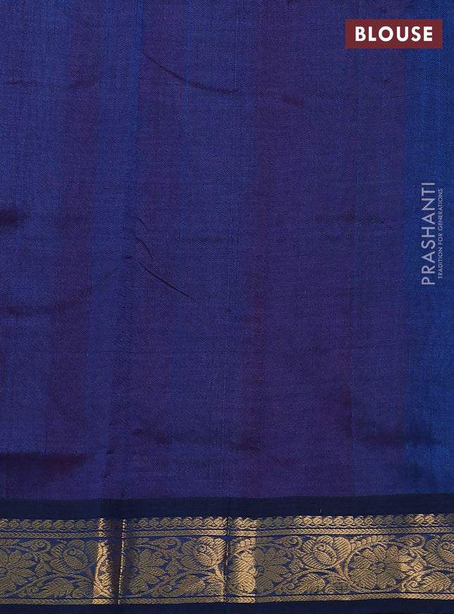 Silk cotton saree red and peacock blue with zari woven buttas and zari woven border
