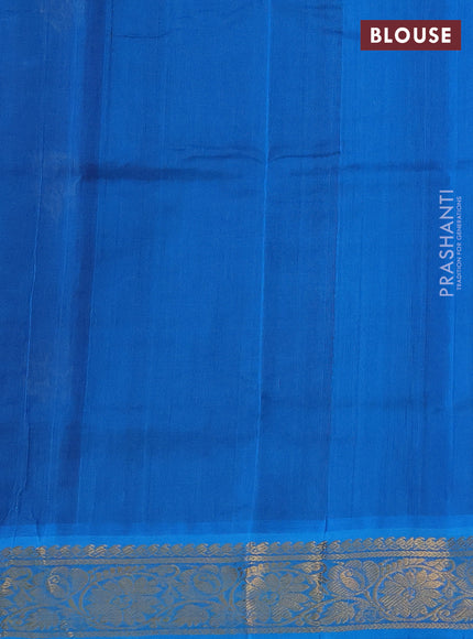 Silk cotton saree maroon and cs blue with zari woven floral buttas and zari woven border