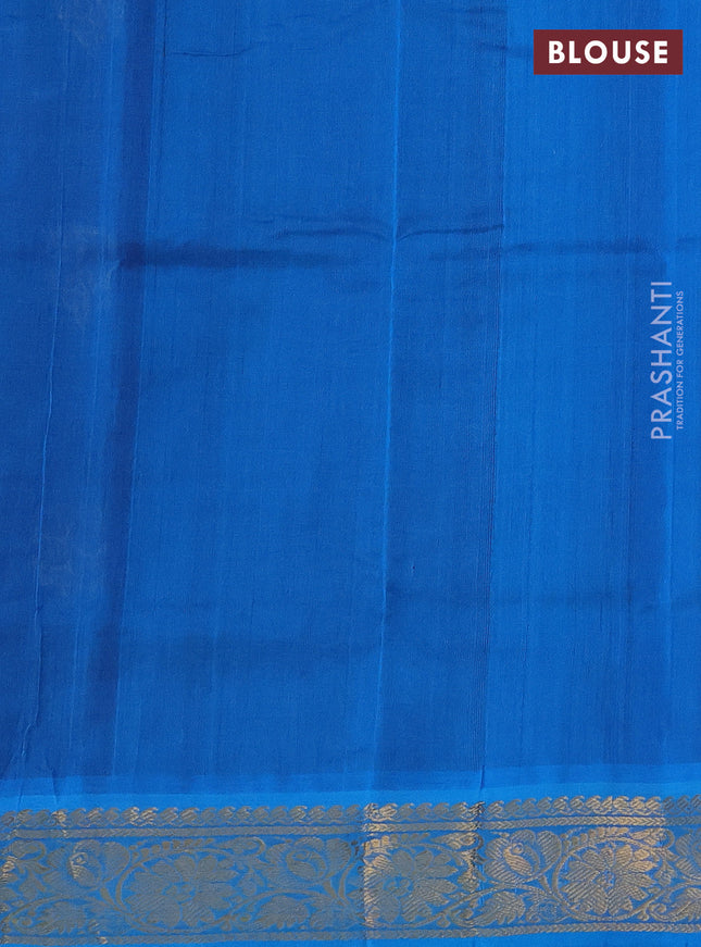 Silk cotton saree maroon and cs blue with zari woven floral buttas and zari woven border