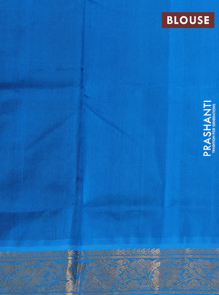 Silk cotton saree coffee brown and cs blue with zari woven floral buttas and rich zari woven border