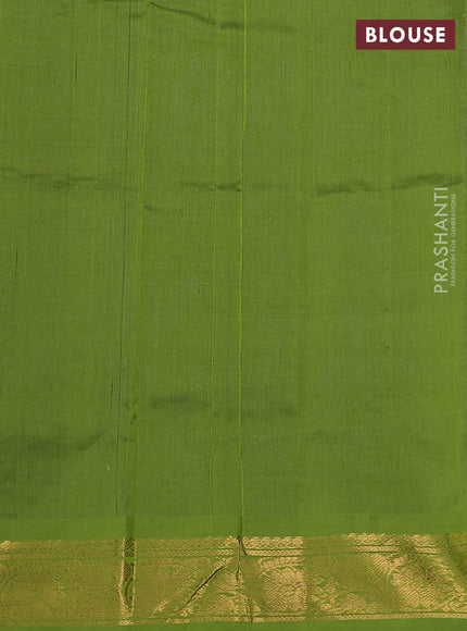 Silk cotton saree blue and light green with zari woven geometric buttas and rich zari woven border