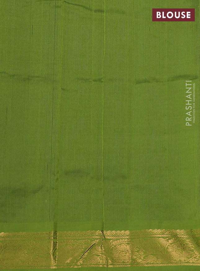 Silk cotton saree blue and light green with zari woven geometric buttas and rich zari woven border