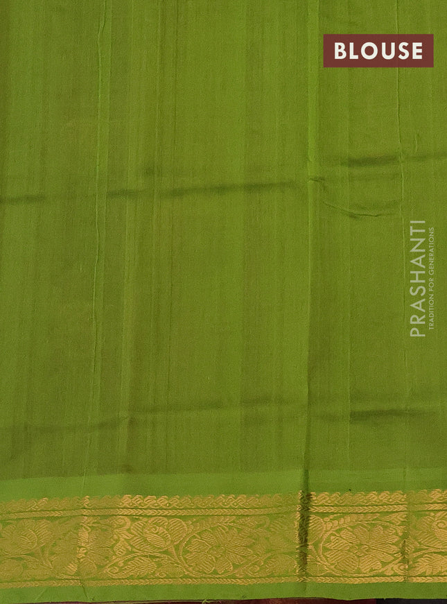 Silk cotton saree purple and light green with zari woven geometric buttas and rich zari woven border