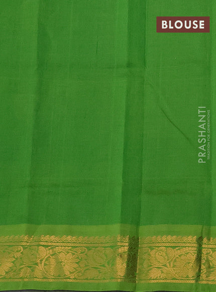 Silk cotton saree blue and light green with zari woven geometric buttas and rich zari woven border