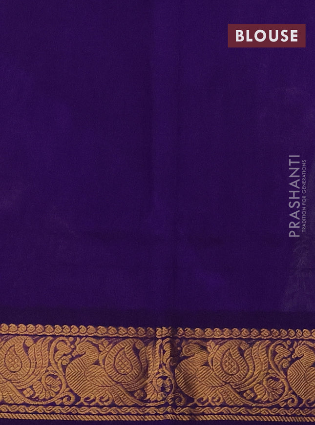 Silk cotton saree light green and blue with zari woven buttas and zari woven annam border