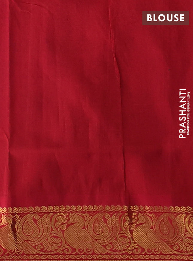 Silk cotton saree blue and red with zari woven buttas and zari woven annam border