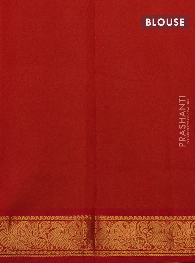 Silk cotton saree lime yellow and red with zari woven buttas and zari woven annam border