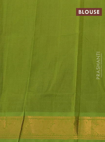 Silk cotton saree purple and light green with zari woven buttas and zari woven annam border