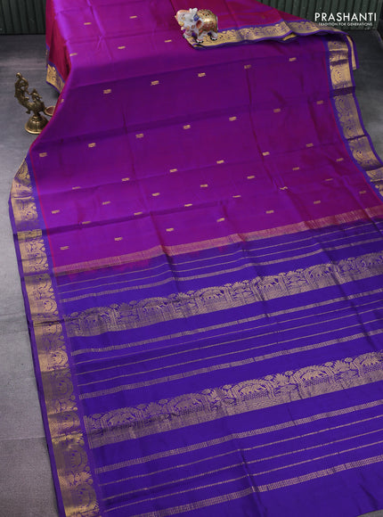Silk cotton saree dual shade of purple and violet with zari woven buttas and rich zari woven border