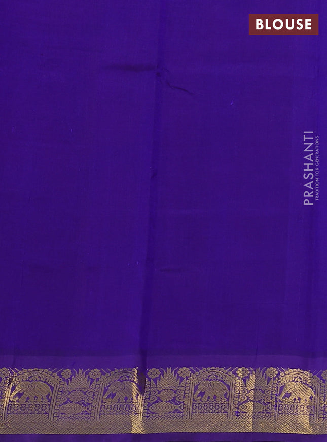 Silk cotton saree dual shade of purple and violet with zari woven buttas and rich zari woven border