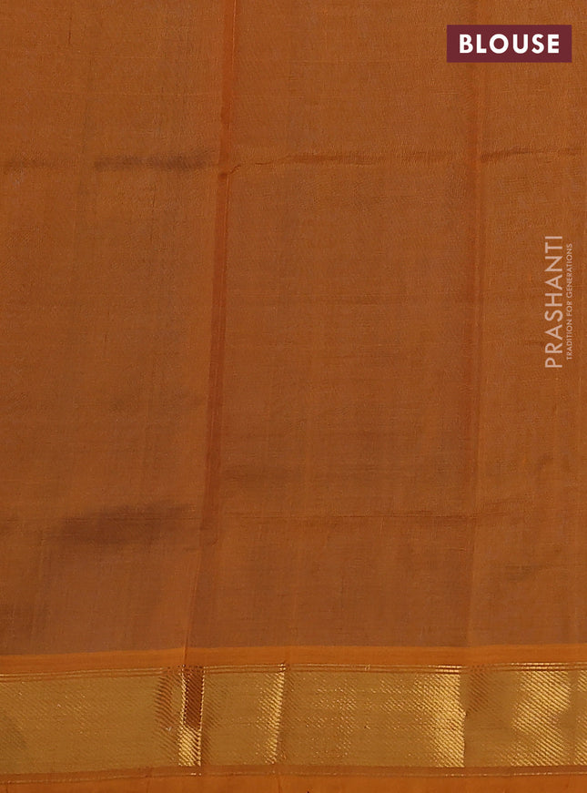 Silk cotton saree peacock blue and mustard yellow with zari woven buttas and rich zari woven border