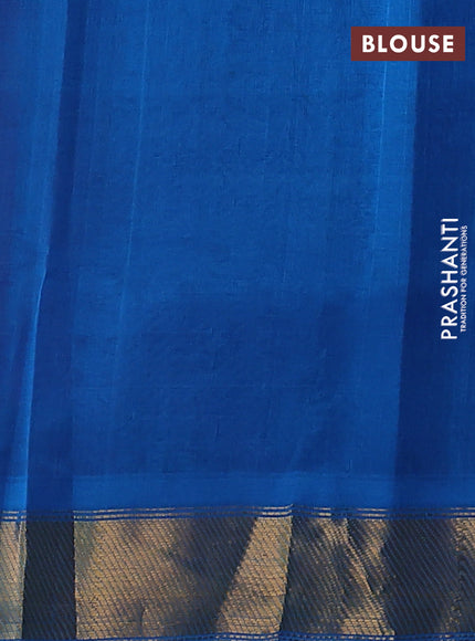 Silk cotton saree purple and cs blue with zari woven floral buttas and zari woven border