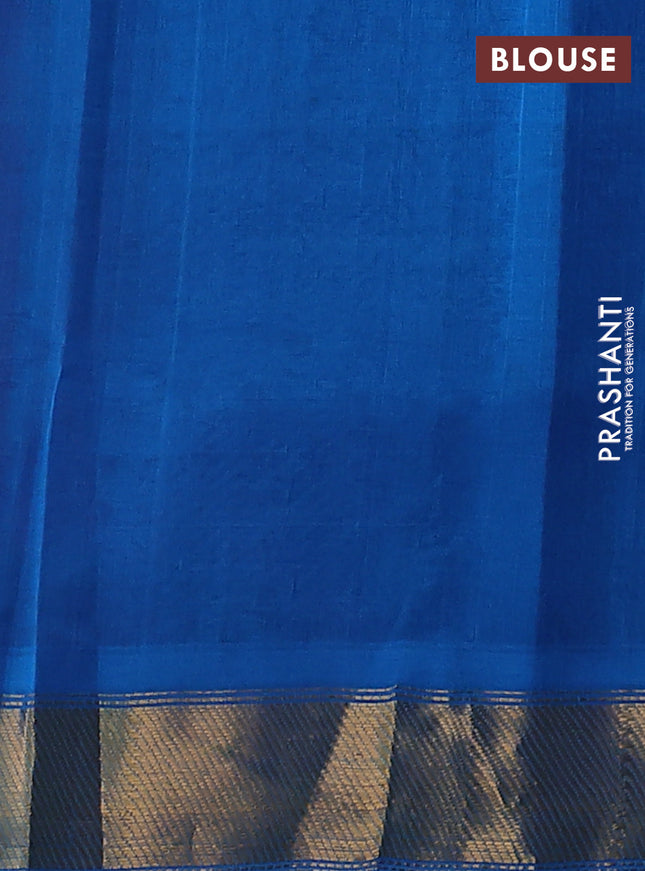 Silk cotton saree purple and cs blue with zari woven floral buttas and zari woven border