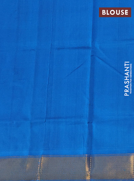 Silk cotton saree blue and cs blue with zari woven floral buttas and zari woven border