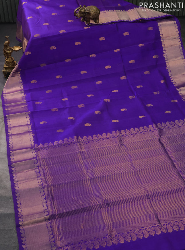 Silk cotton saree violet with paisley zari woven buttas and zari woven border