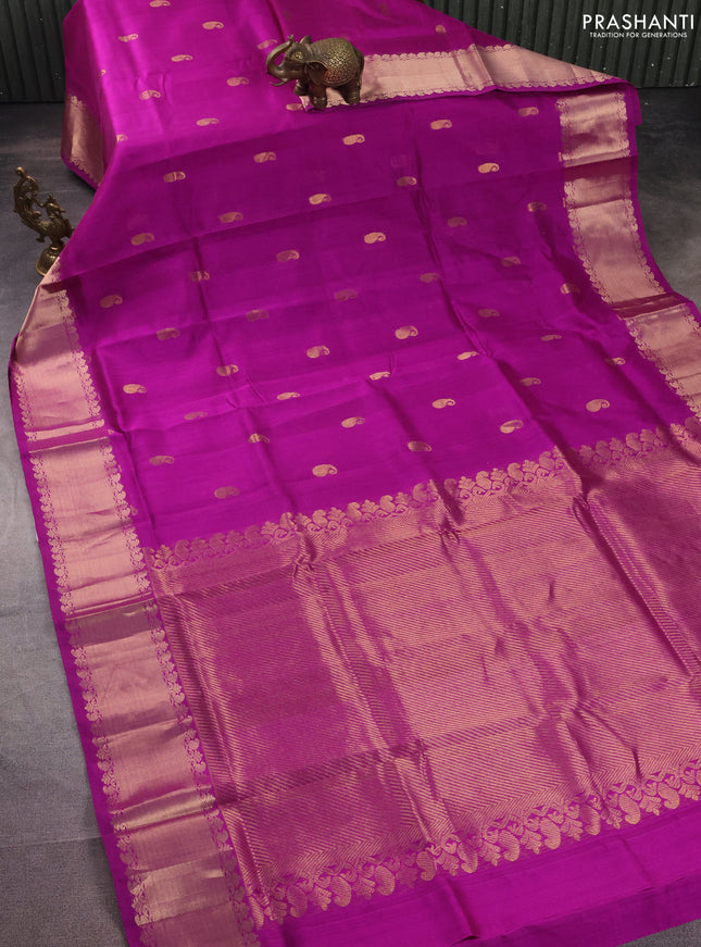 Silk cotton saree purple with paisley zari woven buttas and zari woven border
