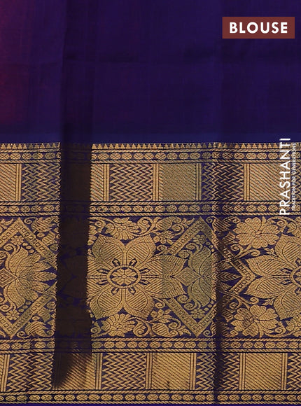 Silk cotton saree pink and dark blue with allover silver & gold zari woven buttas and long rich zari woven border