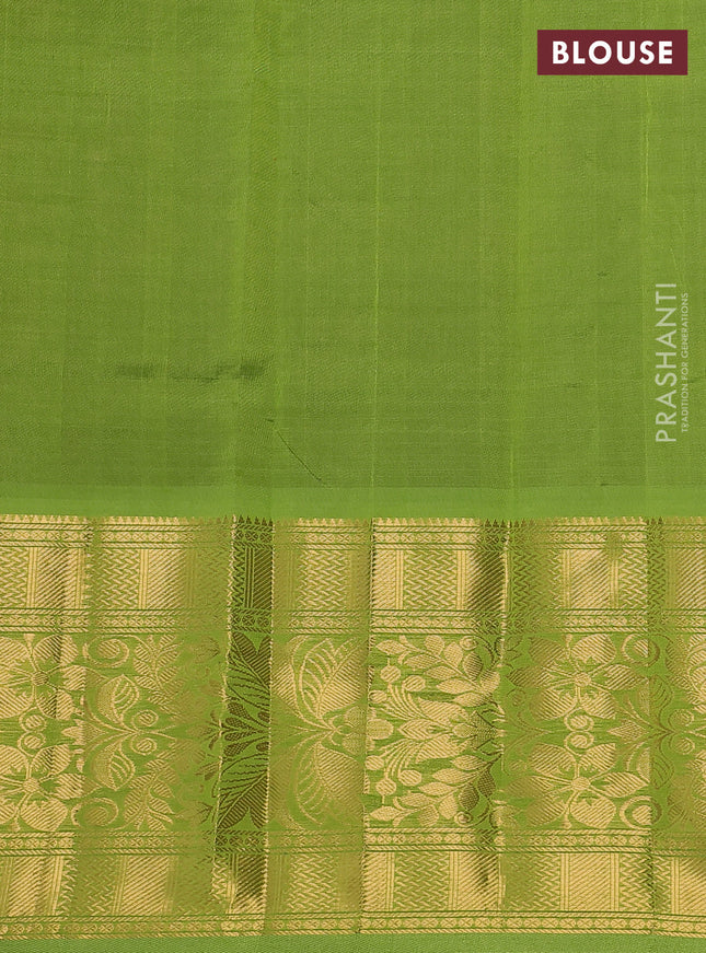 Silk cotton saree purple and light green with allover silver & gold zari woven buttas and long rich zari woven border