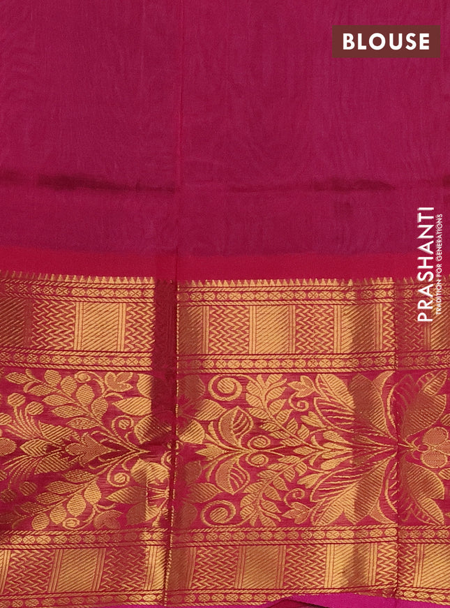 Silk cotton saree grey and pink with allover silver & gold zari woven buttas and long rich zari woven border