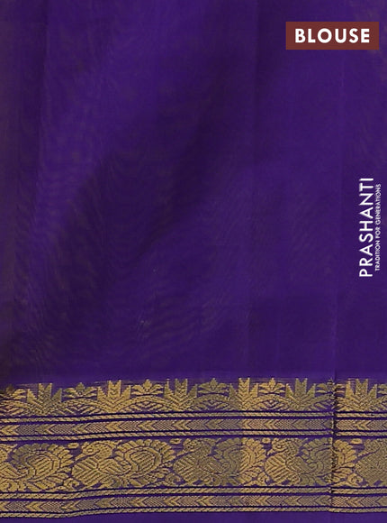 Silk cotton saree mustatrd yellow and violet with allover zari checked pattern and rich zari woven border