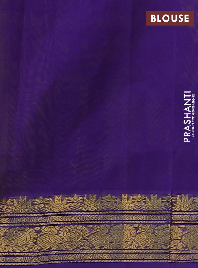 Silk cotton saree mustatrd yellow and violet with allover zari checked pattern and rich zari woven border
