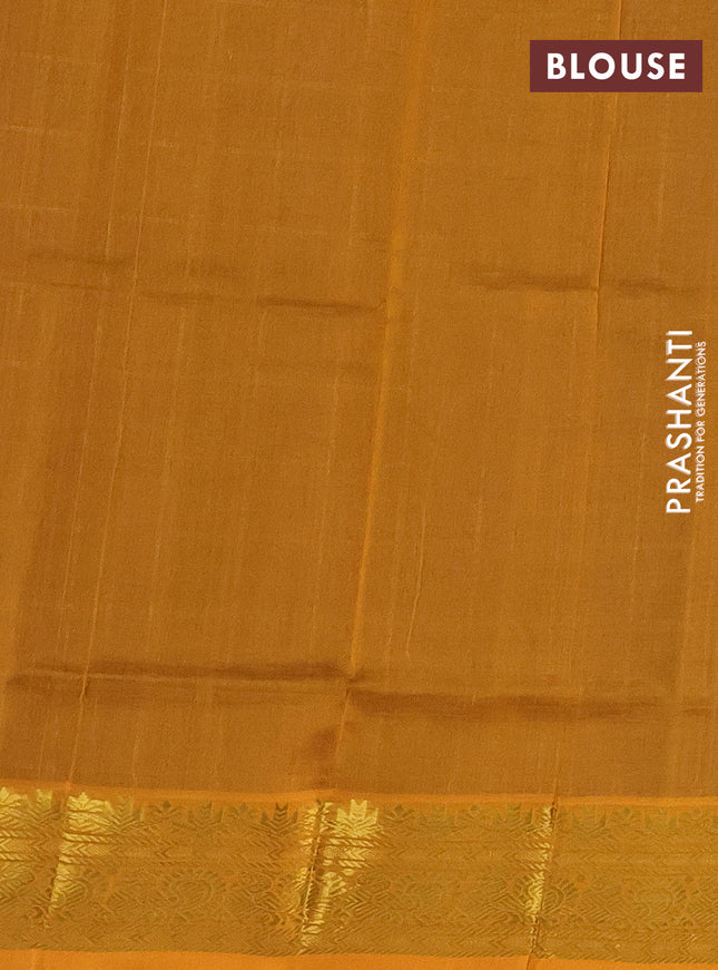 Silk cotton saree blue and mustard yellow with allover zari checked pattern and rich zari woven border