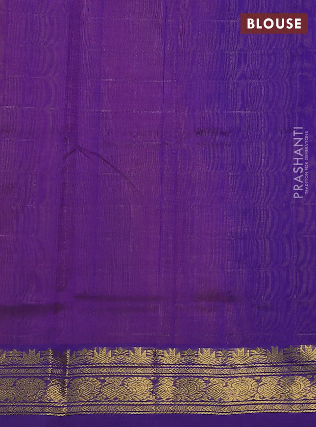 Silk cotton saree dual shade of yellow pink and violet with allover zari checked pattern and rich zari woven border