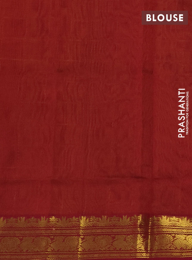 Silk cotton saree mustard yellow and maroon with allover zari checked pattern and rettapet zari woven border