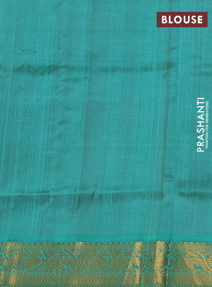 Silk cotton saree pink and teal green with allover zari checked pattern and rich zari woven border