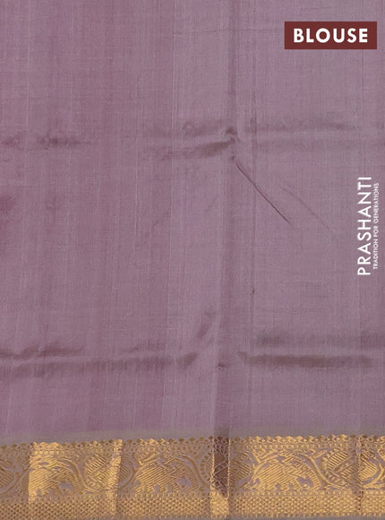 Silk cotton saree purple and grey shade with allover zari checked pattern and rich zari woven border