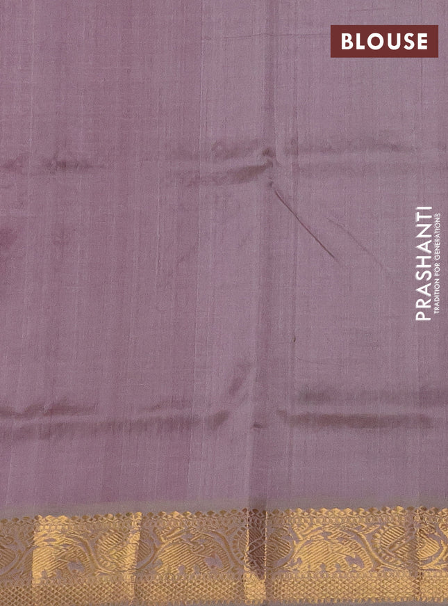 Silk cotton saree purple and grey shade with allover zari checked pattern and rich zari woven border