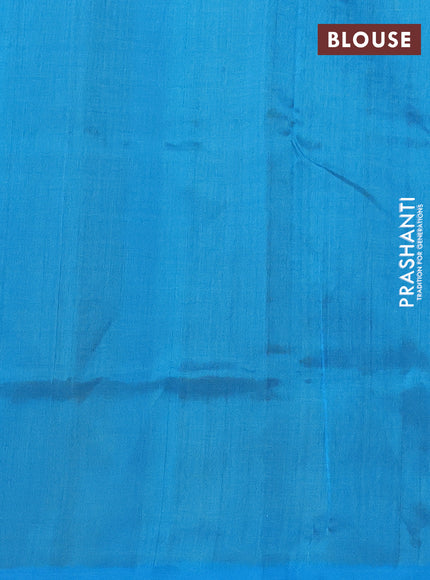 Silk cotton saree lime green and cs blue with allover thread checked pattern and peacock design zari woven butta border