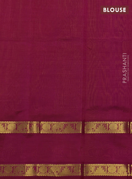 Silk cotton saree mustard yellow and magenta pink with allover lakshadeepam weaves and rettapet zari woven border