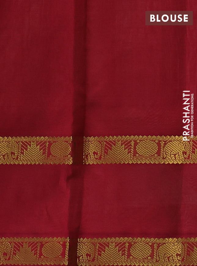 Silk cotton saree sandal and red with allover lakshadeepam weaves and rettapet zari woven border
