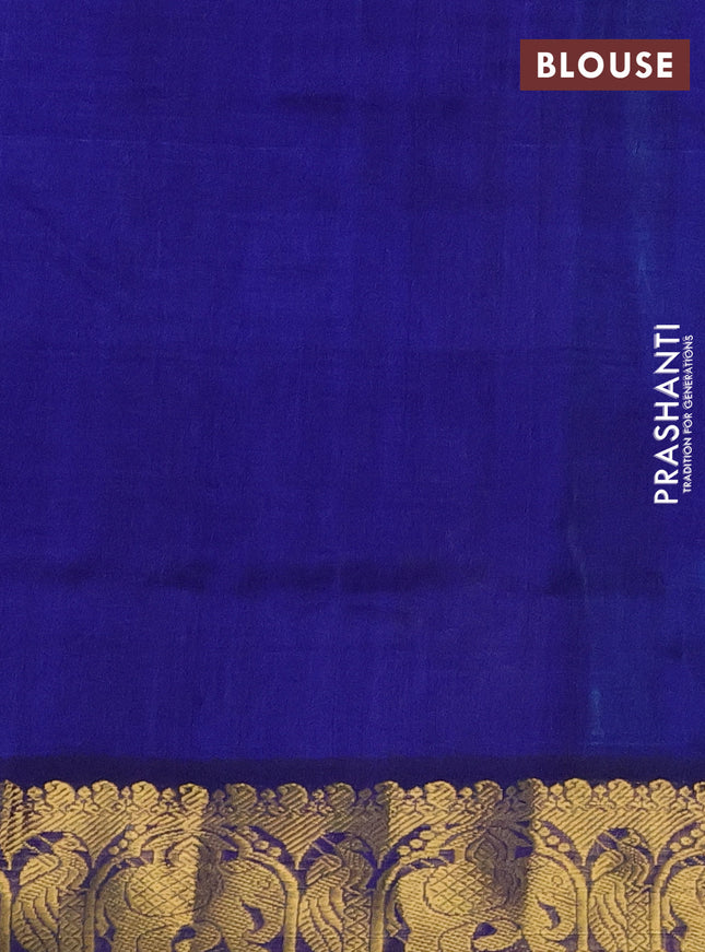 Silk cotton saree multi colour and blue with allover paalum pazhamun checks & zari buttas and zari woven border