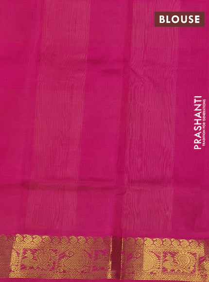 Silk cotton saree yellow and pink with allover paalum pazhamun checks & zari buttas and zari woven border