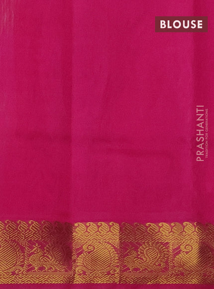 Silk cotton saree multi colour and pink with allover paalum pazhamun checks & zari buttas and paisley & annam zari woven border