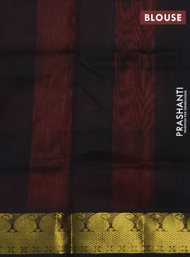 Silk cotton saree multi colour and black with allover paalum pazhamun checks & zari buttas and paisley zari woven border