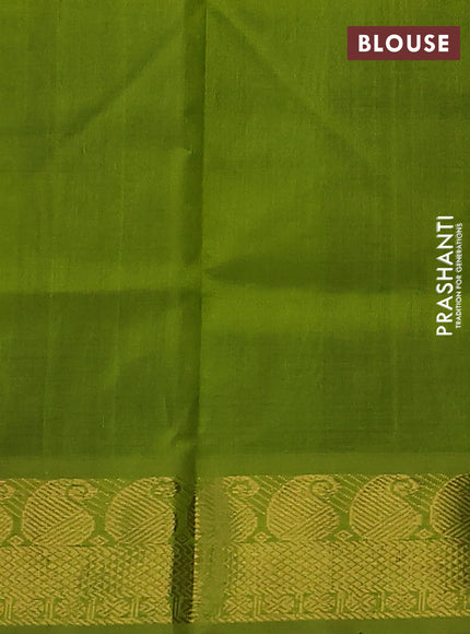 Silk cotton saree black and light green with allover paalum pazhamun checks & zari buttas and paisley zari woven border