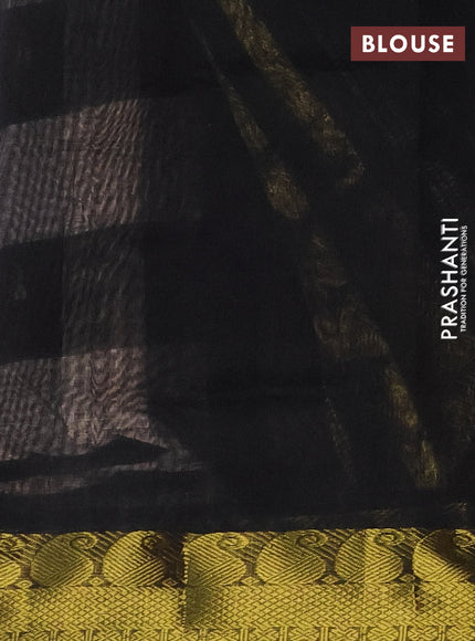 Silk cotton saree beige and black with allover paalum pazhamun checks & zari buttas and paisley zari woven border