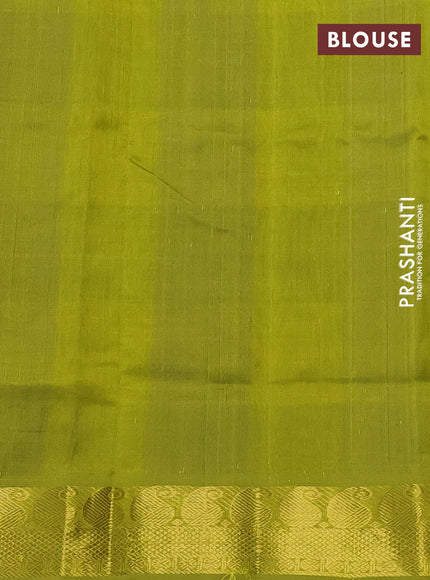 Silk cotton saree blue and light green with allover paalum pazhamun checks & zari buttas and paisley zari woven border