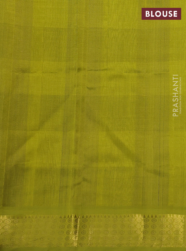 Silk cotton saree blue and lime yellow with allover paalum pazhamun checks & zari buttas and zari woven border