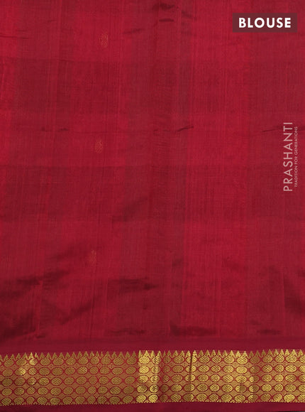 Silk cotton saree green and maroon with allover paalum pazhamun checks & zari buttas and zari woven border