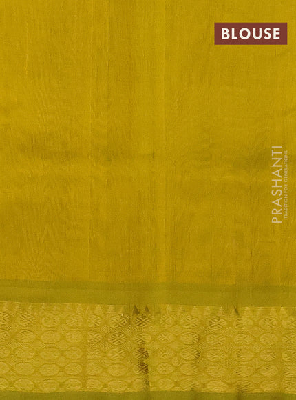 Silk cotton saree blue and lime yellow with allover paalum pazhamun checks & zari buttas and zari woven border