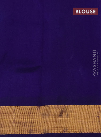 Silk cotton saree cs blue and blue with allover paalum pazhamun checks & zari buttas and zari woven border
